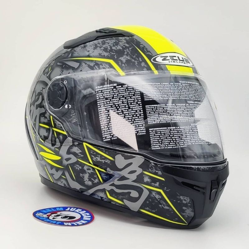 Helm Zeus ZS813 AN24 Grey Fluo Yellow - Fullface Double visor-3