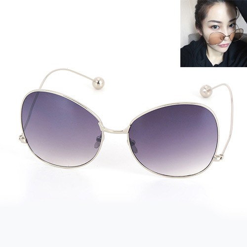 LRC Kaca Mata Fashion Metal Round Shape Decorated Simple Sunglasses