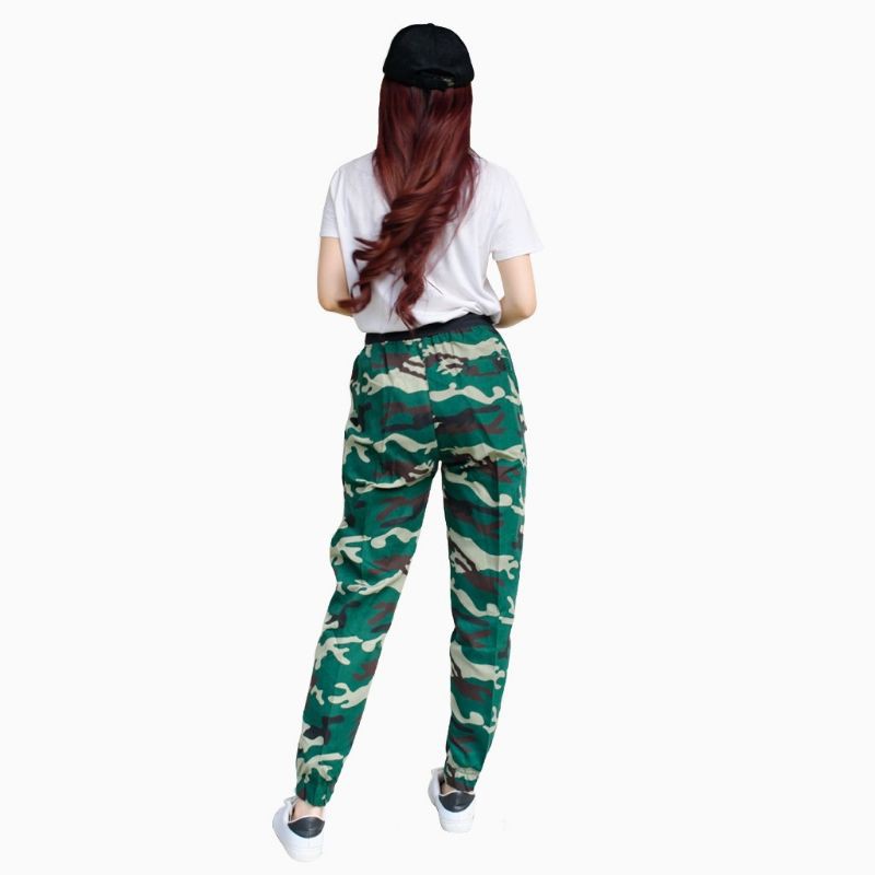 Celana jogger training Panjang wanita Corak Army - Army Women