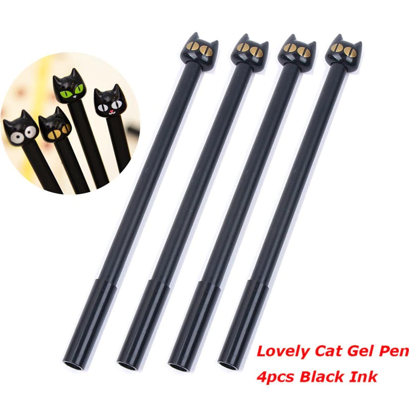 

INDORETAIL | 4 Pcs/Set Lucu Kawaii Kucing Hitam Gel Pen Kawaii Korea Alat Tulis Kreatif Hadiah