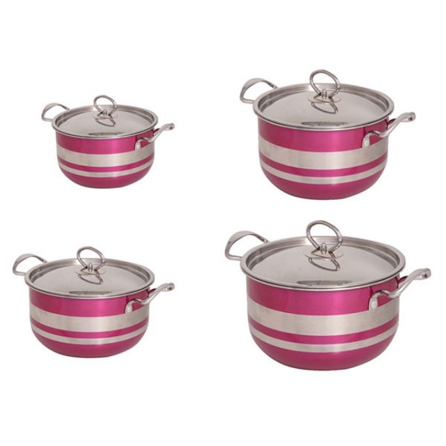 WESTON ORIGINAL PANCI SET WARNA STAINLESS TEBAL COOKWARE SET STOCK POT VIOLET 8PCS