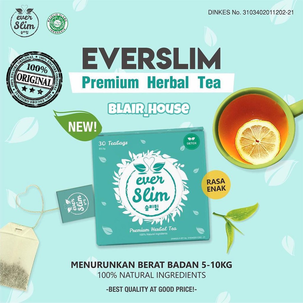 [ORI] Teh Pelangsing Everwhite AMPUH Melangsingkan Badan Ideal dalam 2 Minggu TANPA EFEK SAMPING - BPOM 100% ORIGINAL HALAL