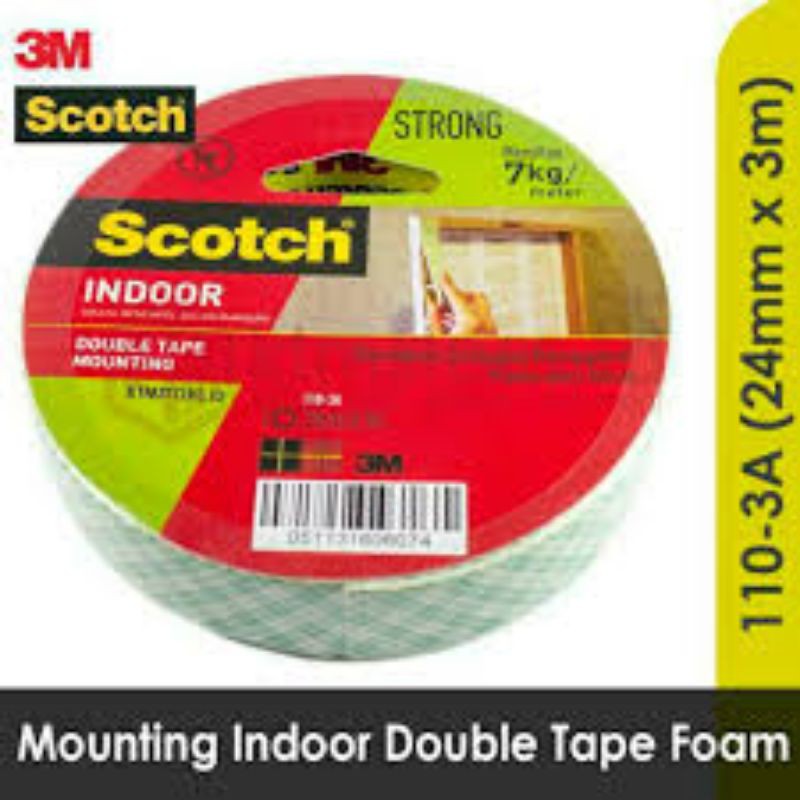 

SCOTCH 3M DOUBLE TAPE 3M MOUNTING 1 X 3M SCOTCH 110-3A INDOOR 7KG