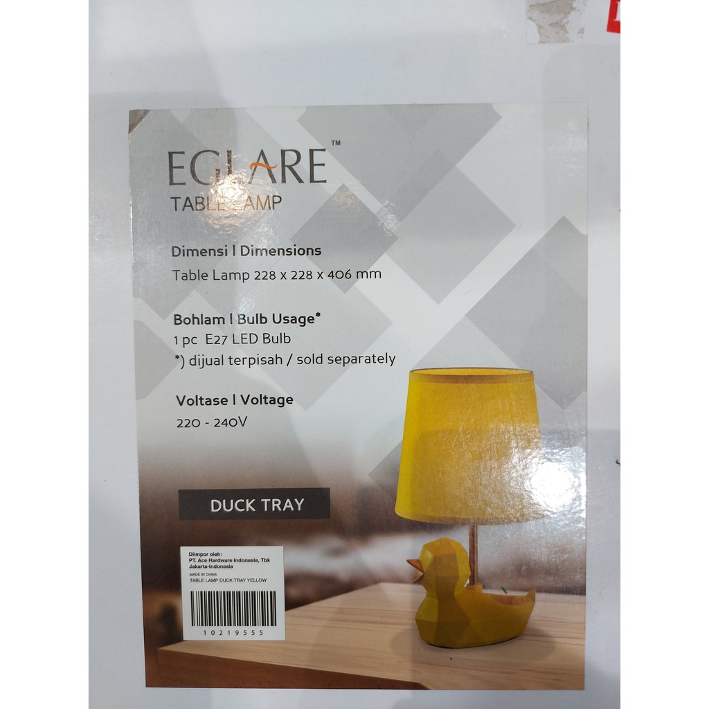 LAMPU MEJA MODEL BEBEK / TABLE LAMP E27 / LAMP DUCK TRAY YELLOW