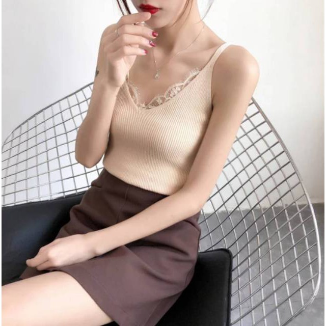 Sexy Tank Top Lace Knit 4735 PST EE Tanktop Cewek Polos Murah
