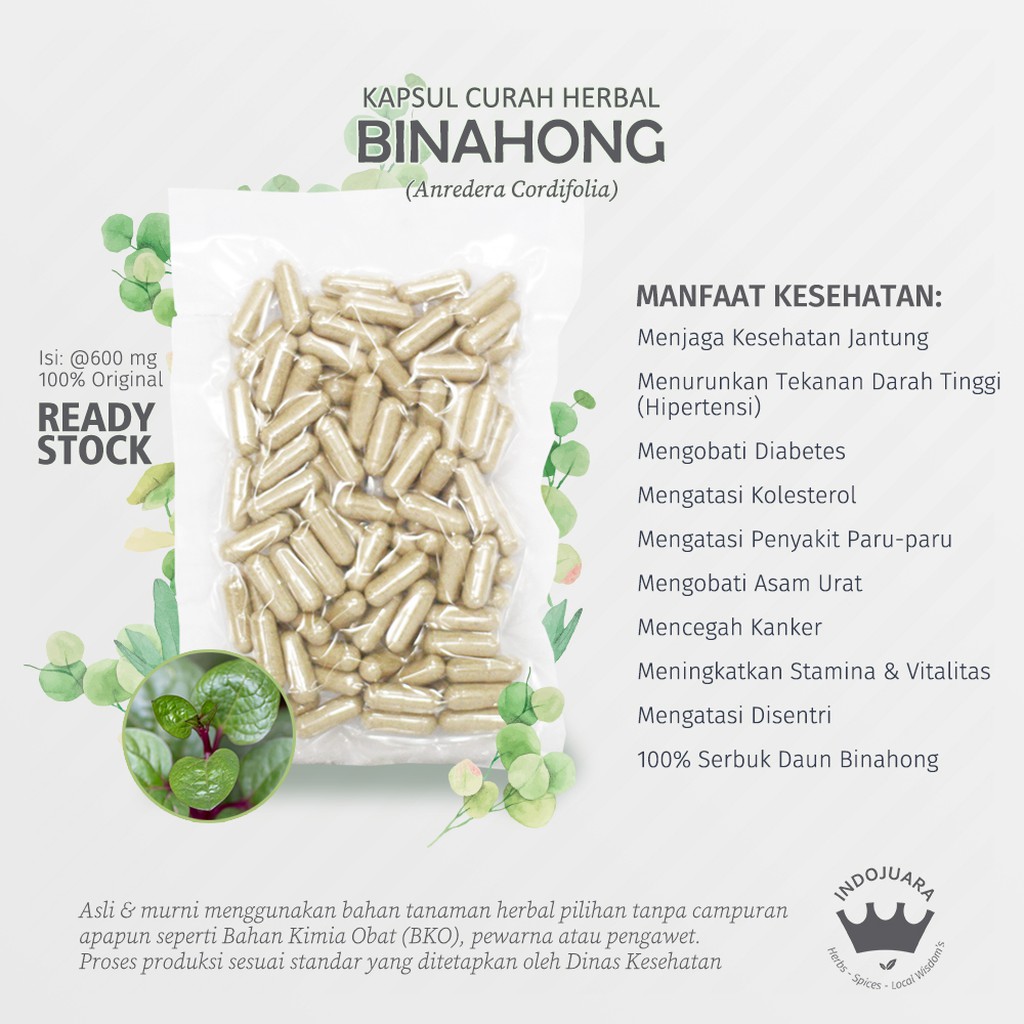 

BINAHONG 200 x 600mg Kapsul Curah Herbal Diabetes Hipertensi Asam Urat Maag Jerawat Ginjal Vitalitas