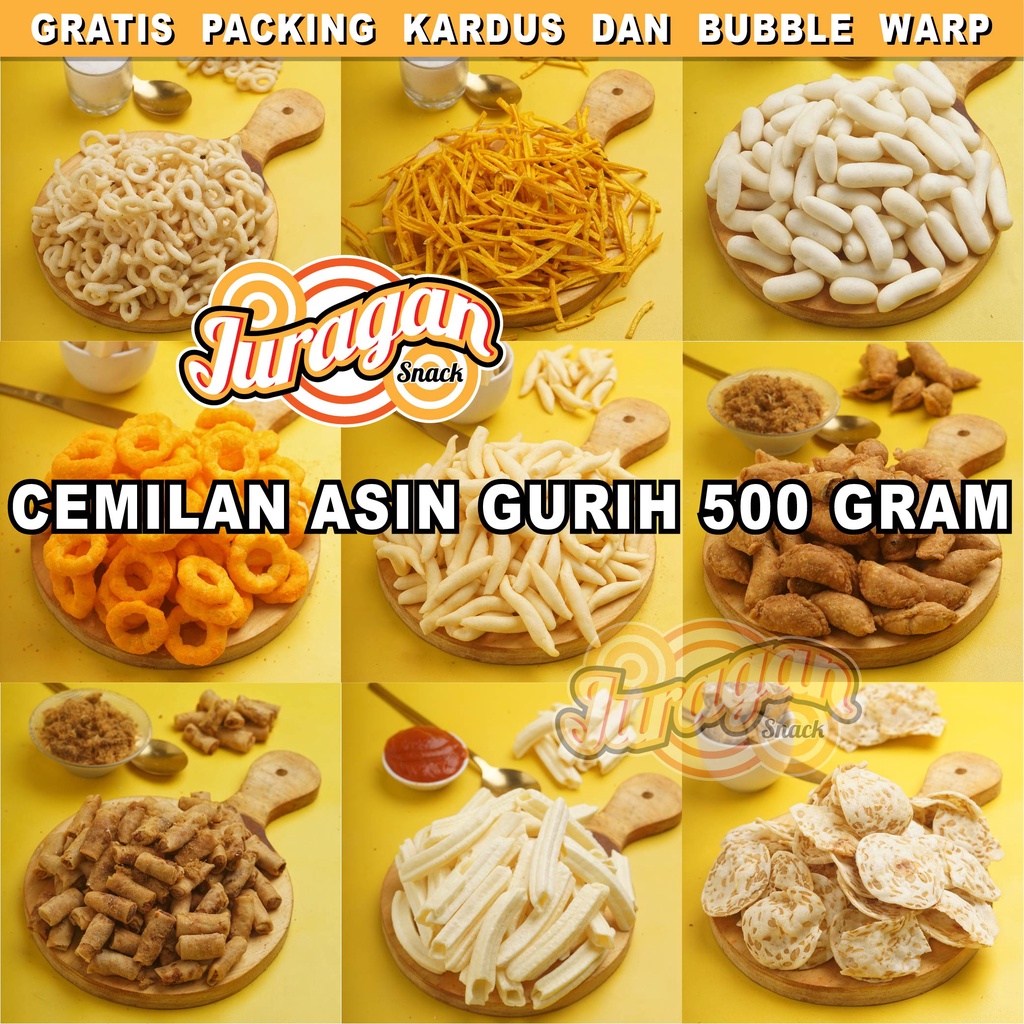 SNACK KILOAN ASIN GURIH 500 GRAM makanan ringan jajanan cemilan camilan pedas asin gurih murah