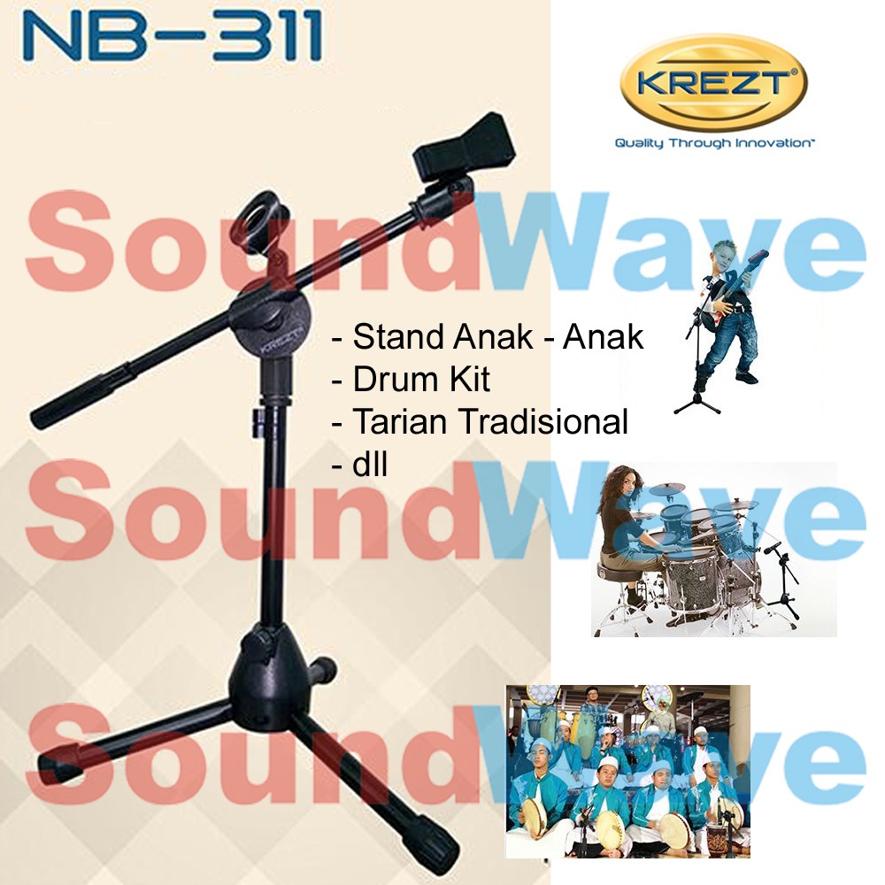 ORIGINAL KREZT NB 311 STAND MIC PENDEK | BOOM STRAIGHT TRIPOD MICROPHONE | TIANG MIKROFON INSTRUMENT