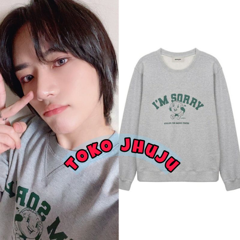 Basic Sweater TXT Beomgyu style I am Sorry sablon hijau