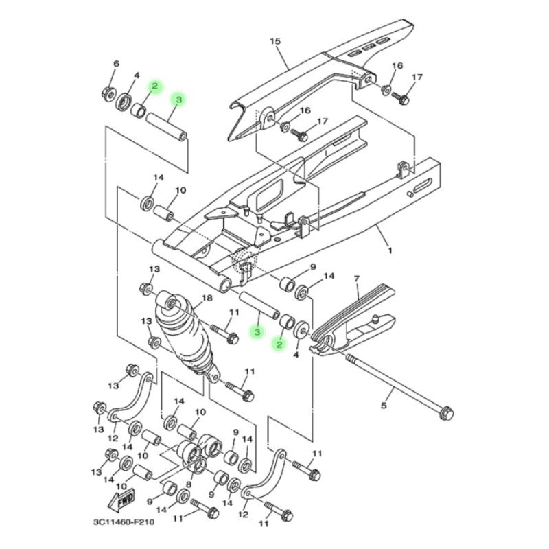 BOSH BOS SWING ARM VIXION OLD ADVANCE NVA NVL ASLI ORI YAMAHA  3C1 F2184 00 (2 PCS) &amp; 93317 218Y1 (2 PCS)