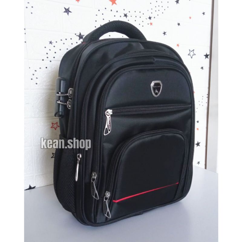 POLO GIVES 15 Inch Tas Ransel Kerja Ransel sekolah POLO Original Import + usb + raincover