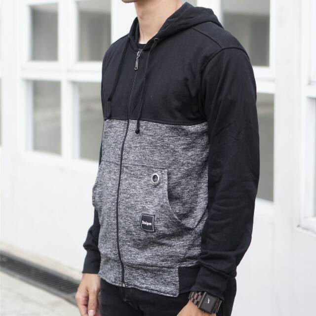 Sweater hoodie BLACK COMBY DARK GREY MISTY