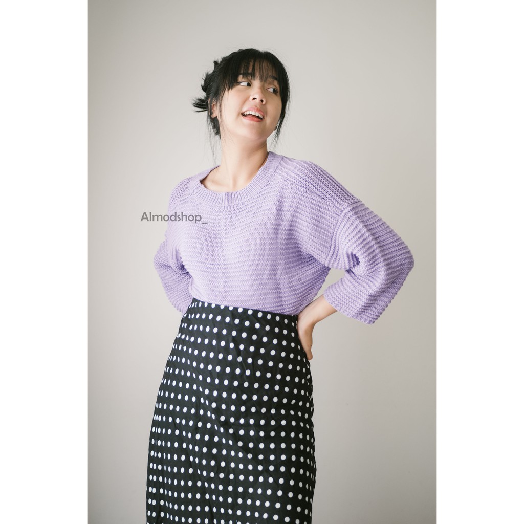 Yuna Sweater Crop / Sweater Rajut Crop Premium Wanita / Rajut Premium Wanita