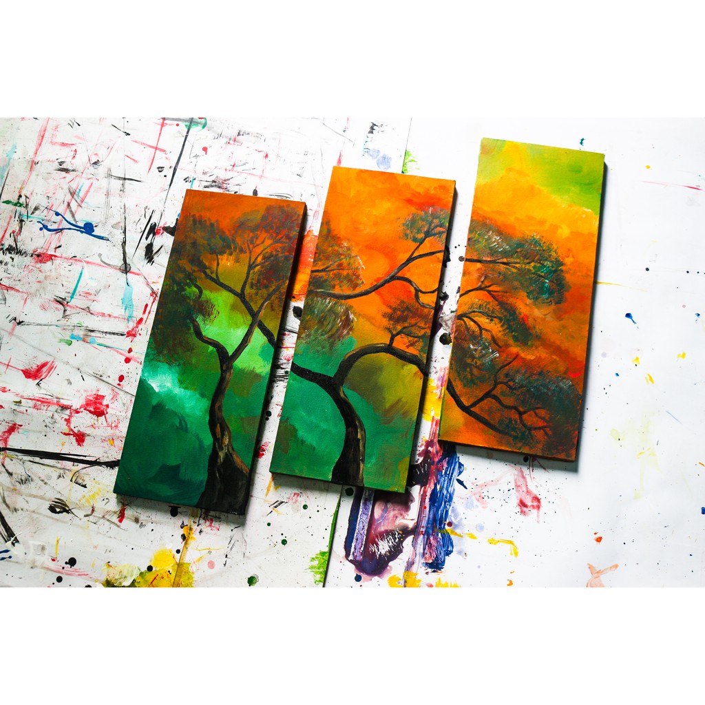 Hiasan Dinding Lukisan Pohon Senja Sore Shopee Indonesia