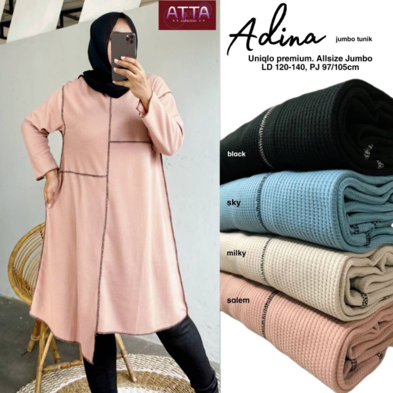 BAJU WANITA ATASAN JUMBO BIG SIZE KAOS TUNIK UNIQLO PREMIUM LD 120-140 | ADINA