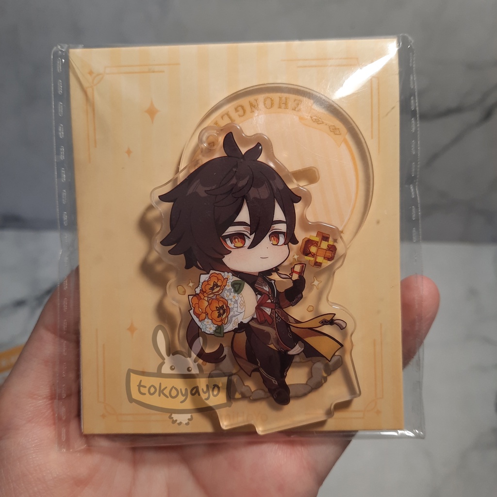 Official Genshin Impact Valentine Zhongli Acrylic Standee Keychain