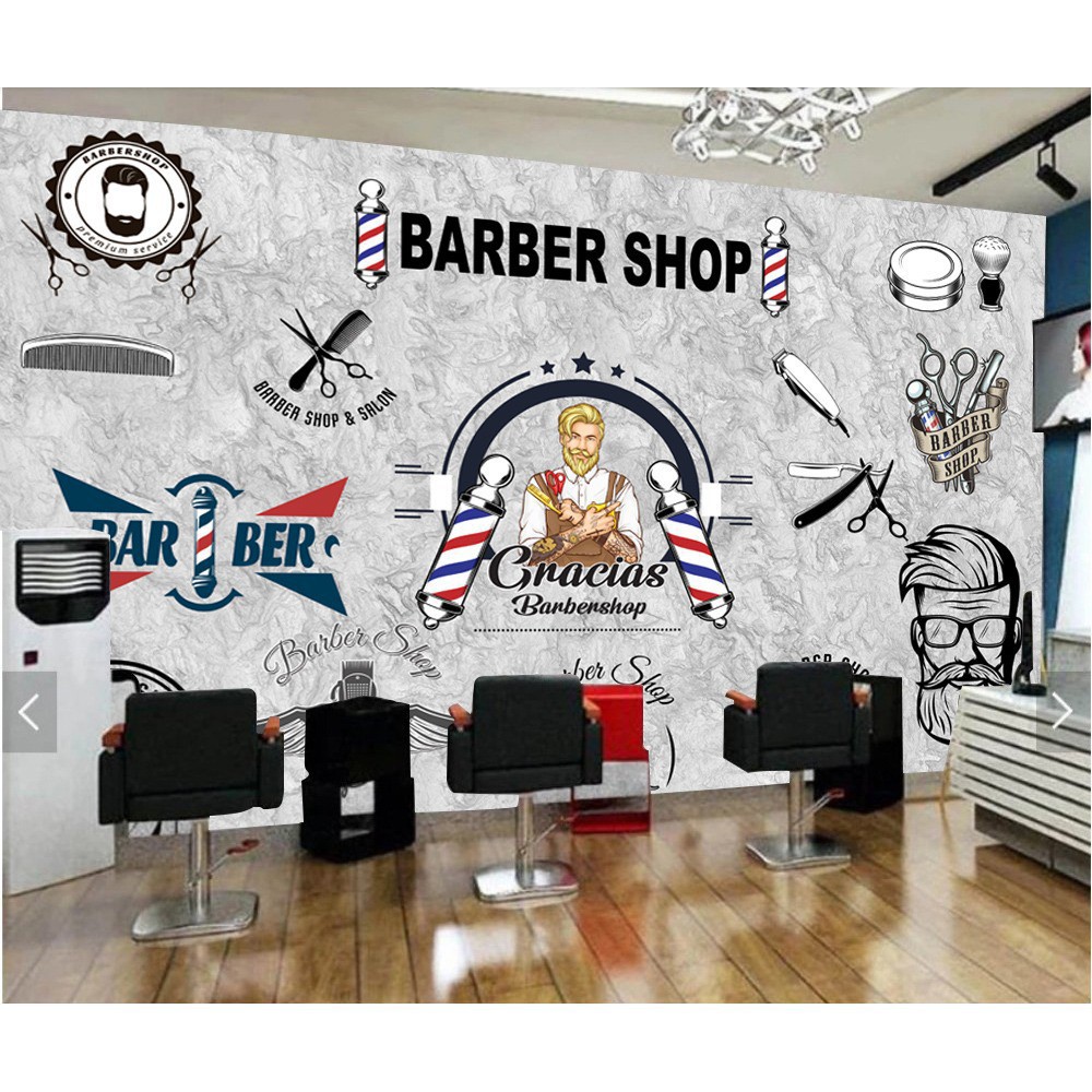 WALLPAPER 3D WALLPAPER CUSTOM DINDING BARBERSHOP 8