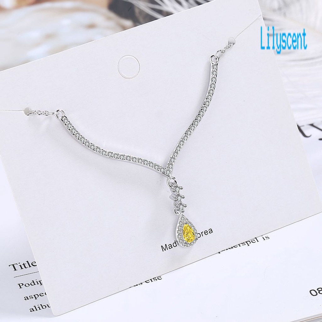 Kalung Rantai Klavikula Bentuk Tetesan Air Rumbai Gaya Korea Dapat Disesuaikan Untuk Wanita