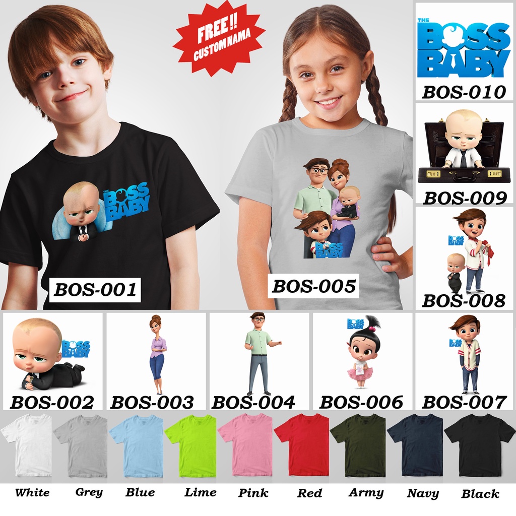 [FREE NAMA !!] Kaos Anak &amp; Family Boss Baby 100% COTTON PREMIUM