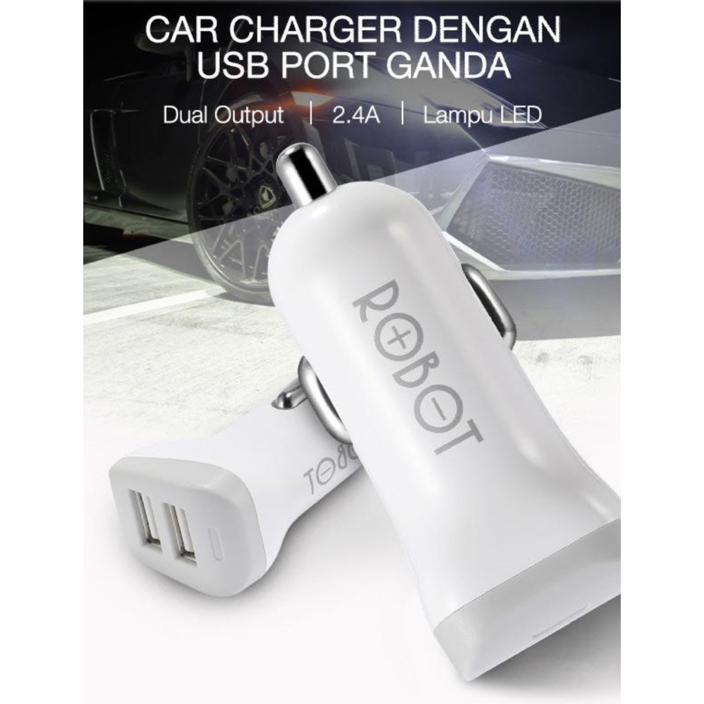 Charger Mobil Robot 2A - Car Charger Dual Usb C06