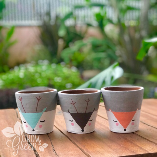  POT  GERABAH TERRACOTTA TERAKOTA TANAH LIAT LUKIS  