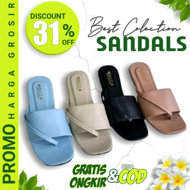 Sandal Sendal Teplek Cantik Korea Wanita Remaja Ibu Cewek Perempuan Cewe Kekinian Murah Terbaru HM42