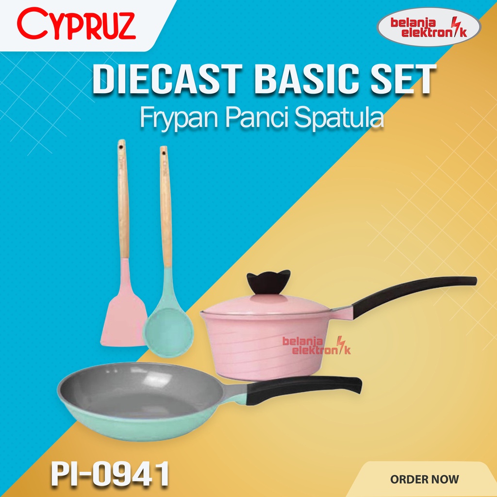 CYPRUZ PI 0941 FRYPAN PANCI SET CERAMIC DIECAST BASIC 5 PCS SPATULA