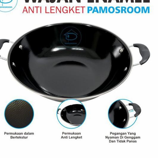 ❆ [SERBU MURAH] Wajan TELINGA Enamel Warna Warni / Anti Lengket ➽