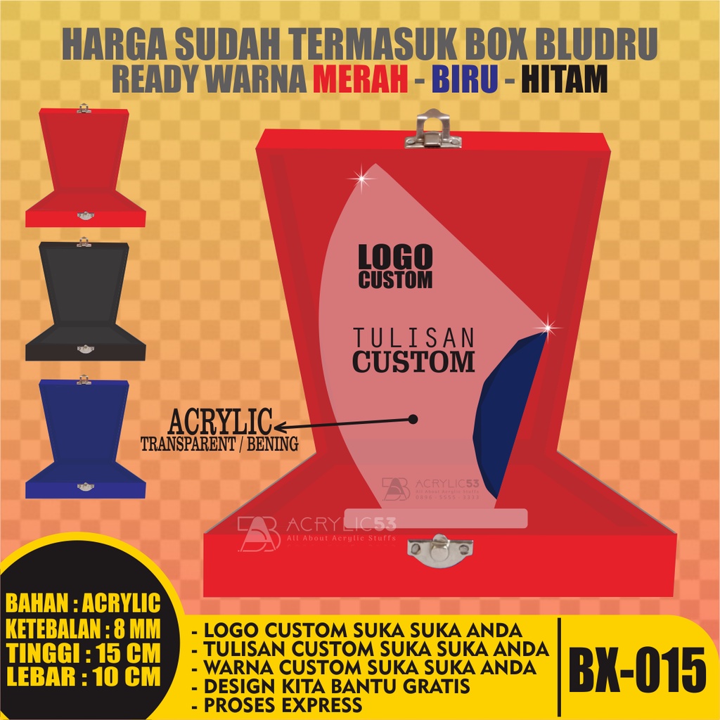 PLAKAT, PLAKAT AKRILIK, PLAKAT ACRYLIC, PLAKAT CUSTOM, VANDEL, PIAGAM PENGHARGAAN 15X10 + BOX S015