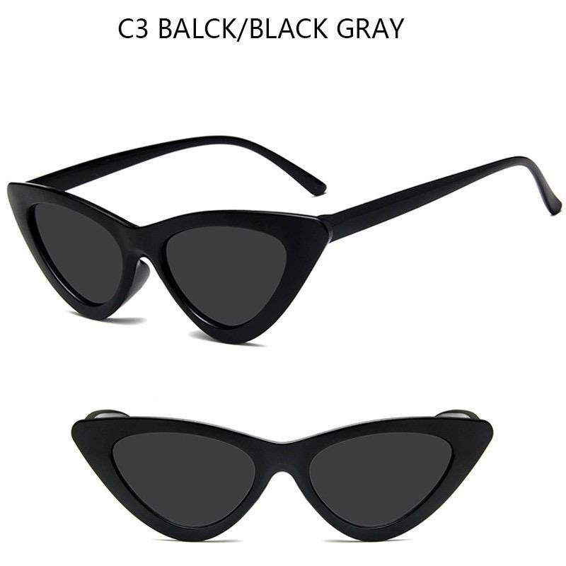 DF VZ027 Kacamata Segitiga Kacamata Korean Kacamata Hitam Ulzzang Triangle Vintage Cat Eye Sunglasse