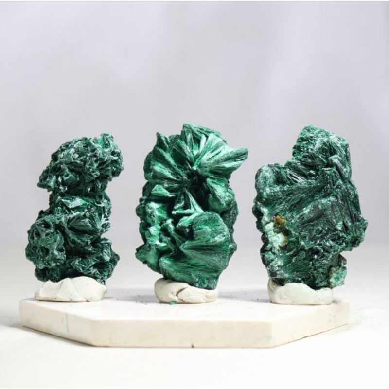 VCRYSTALMINE Velvet Malachite Natural Crystal / Batu Malachite Hijau Natural Koleksi Mineral Dekoras