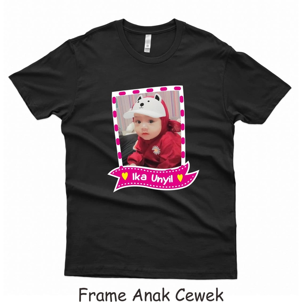 Kaos Anak FOTO Dan NAMA Frame Cowok-Cewek Lengan Pendek