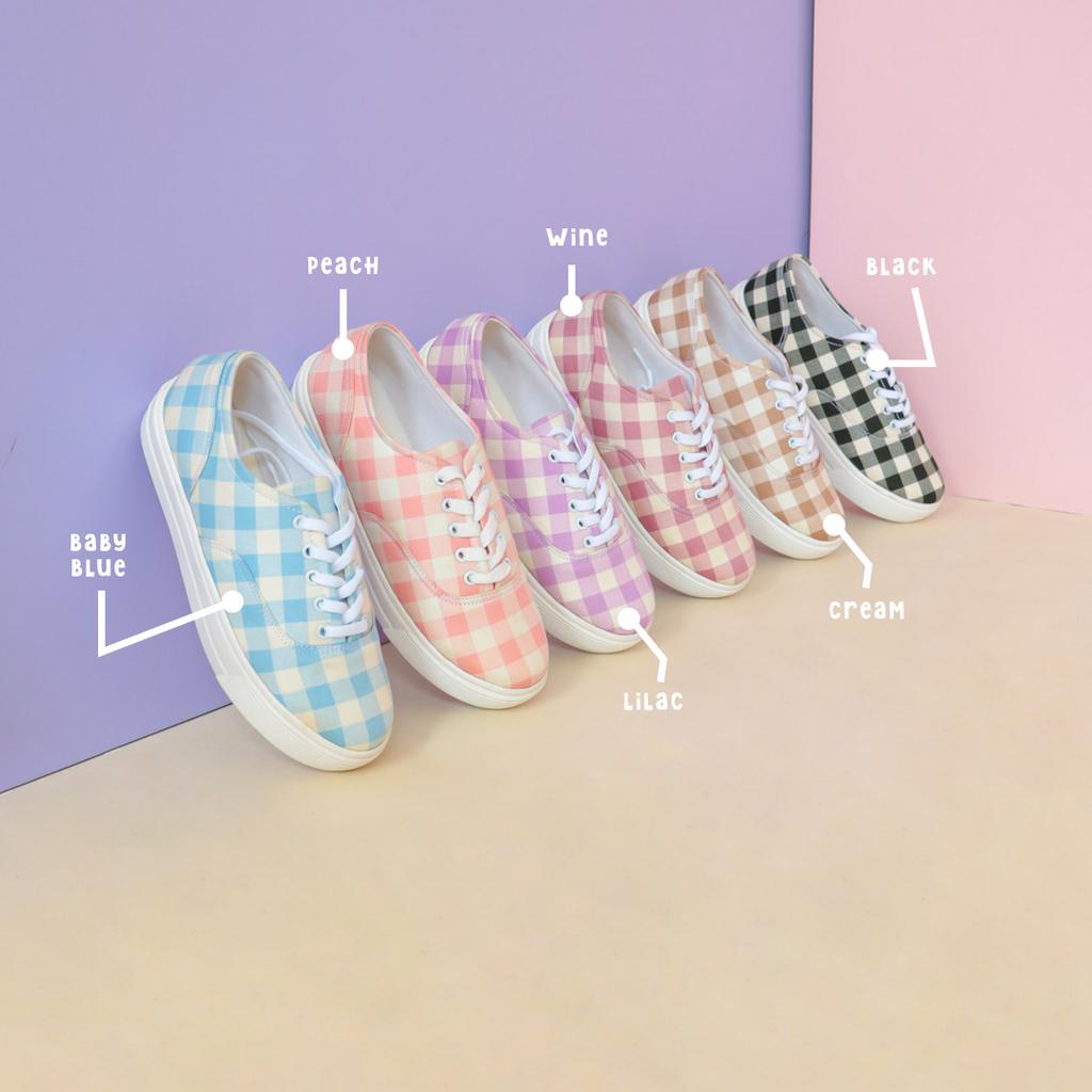 Alivelovearts Gingham Sneakers Canvas Wanita