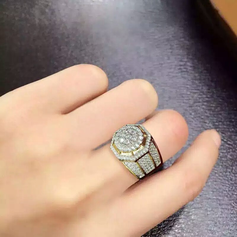 Cincin pria tengkorak punk style men ring diamond style untuk pria wanita