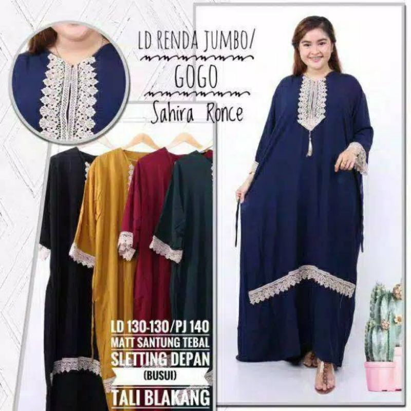 Daster Arab Jumbo Ld 130cm Lengan Panjang Bahan Santung Tebal Busui