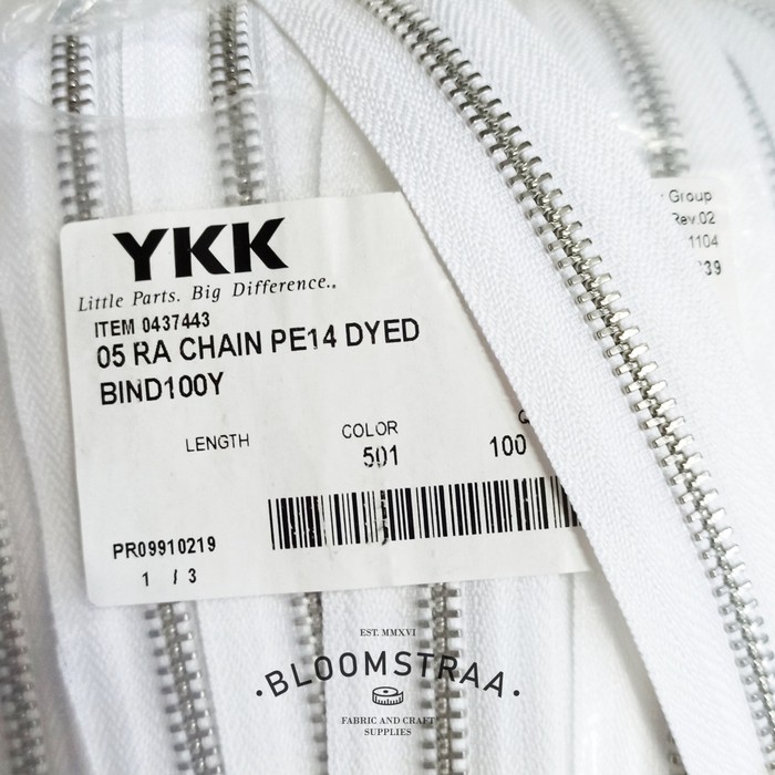 Resleting YKK Gigi Besi Silver Aluminium 05 YKK Metal Zipper RA meteran