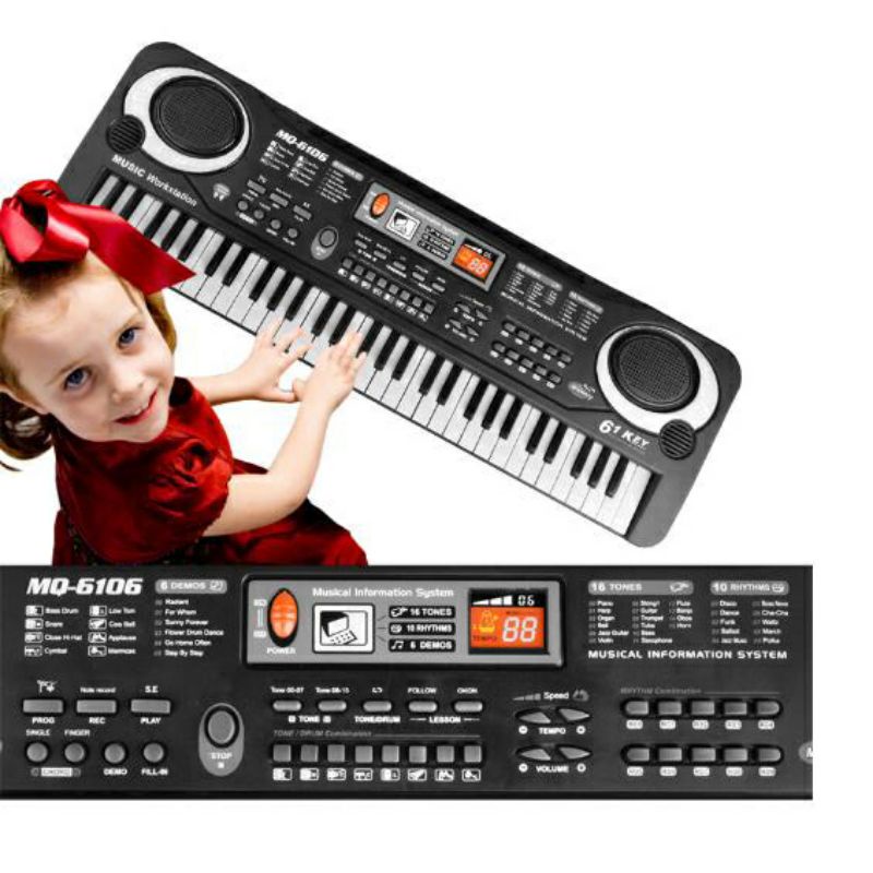 Organ Piano Musical Keyboard 61 Keys Mainan Anak -Black