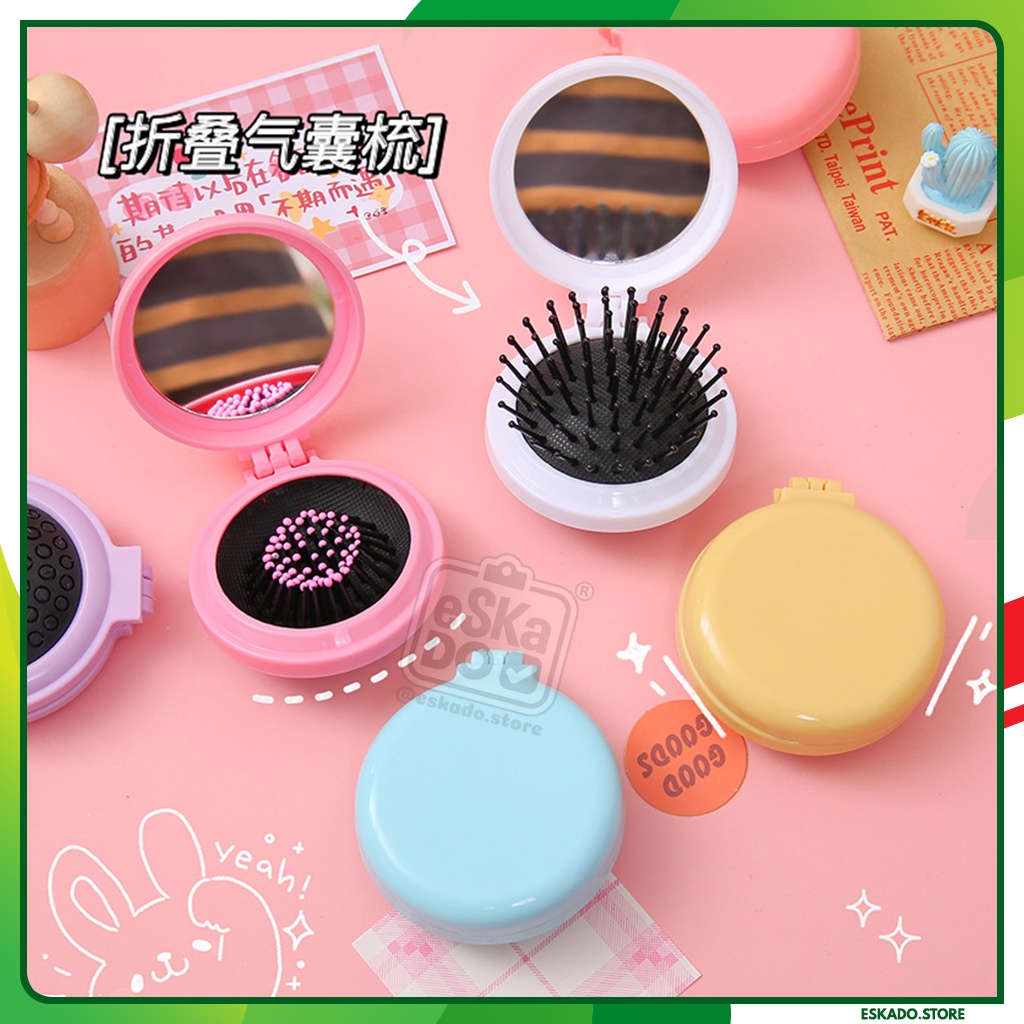 Sisir Kaca Lipat Portabel Korea Macaron / Sisir Saku