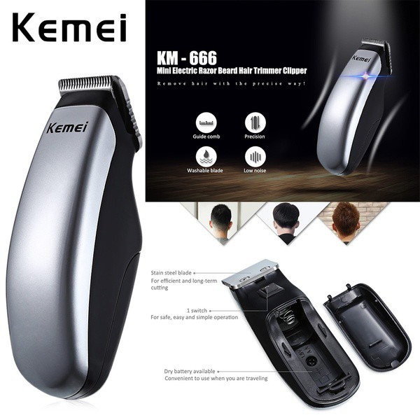 Kemei km-666 Alat Cukur Elektrik Mini untuk Brewok kumis