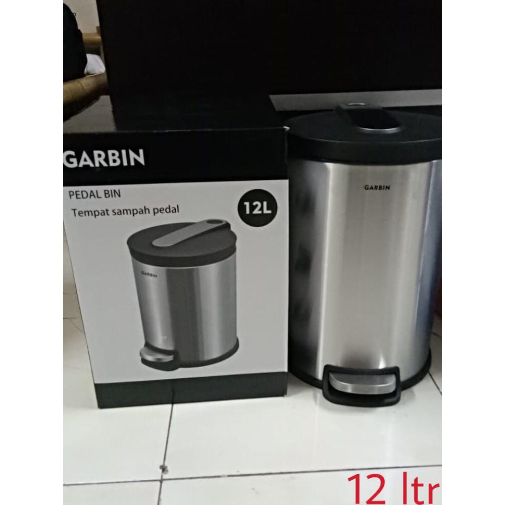 Tempat sampah stainless 12 liter tutup soft close merk Garbin