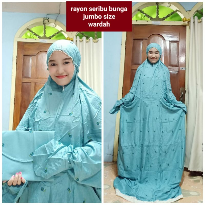 MUKENA RAYON SERIBU BUNGA ORY AR ROBI'AH JUMBO / MUKENA TERUSAN RAYON / MUKENA LAJURAN 1000 BUNGA / 