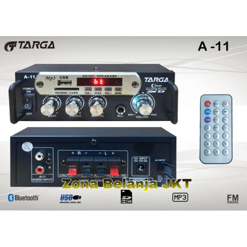 POWER AMPLIFIER TARGA A-11 KARAOKE BLUETOOTH USB MINI