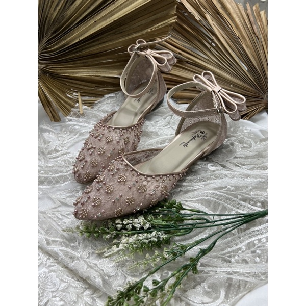 flatshoes wedding wanita pita marisa rosegold