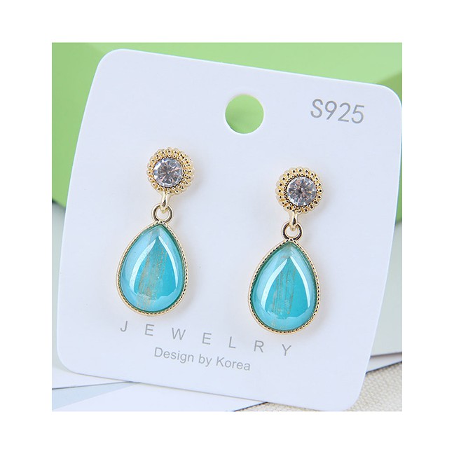 LRC Anting Tusuk Fashion Diamond-studded Alloy Drop Earrings A61795