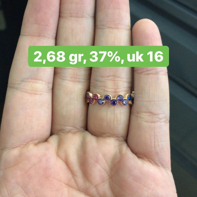 Cincin emas asli rainbow kadar 375