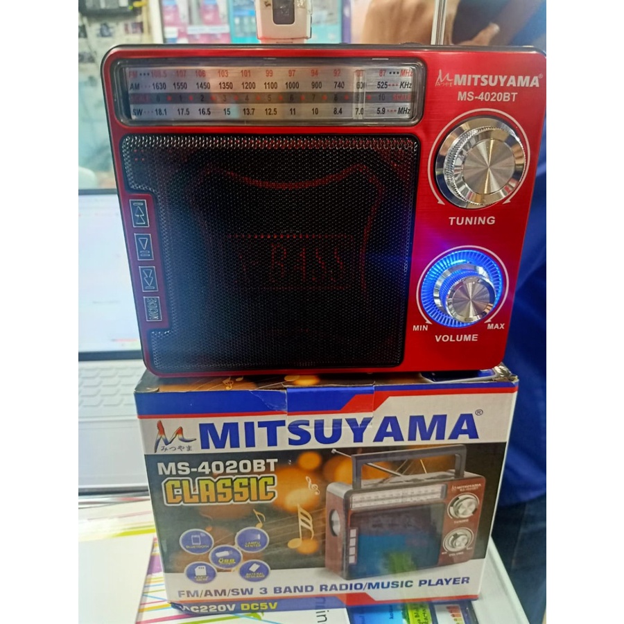COD RADIO BLUETOOTH PROTABLE MITSUYAMA MS-4020BT CLASSIC FM/AM/SW/ 3 BAND RADIO/MUSIC PLAYER//RADIO 3 BAND MITSUYAMA MS-4020BT CLASSIC X-BASS