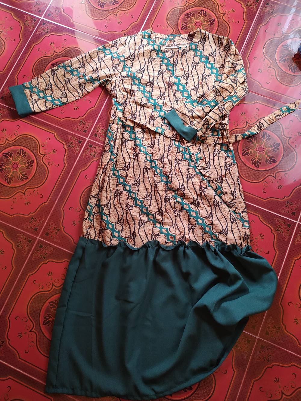 Gamis Batik Manggar, Padi, Sekar, Cantik, Kubis, Kipas, Daun Biru