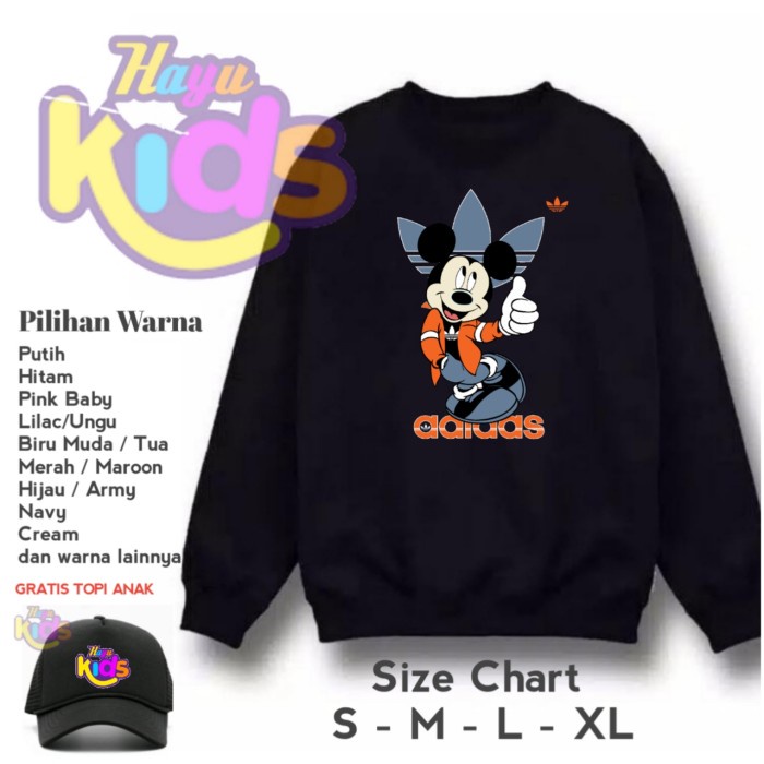 JAKET HOODIE ANAK ADIDAS 02 - SWEATER CREWNECK ANAK MIKI ADIDAS