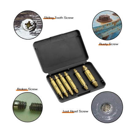6pcs Tap Balik Screw Extractor Alat Pembuka Baut Skrup Rusak Screw-6