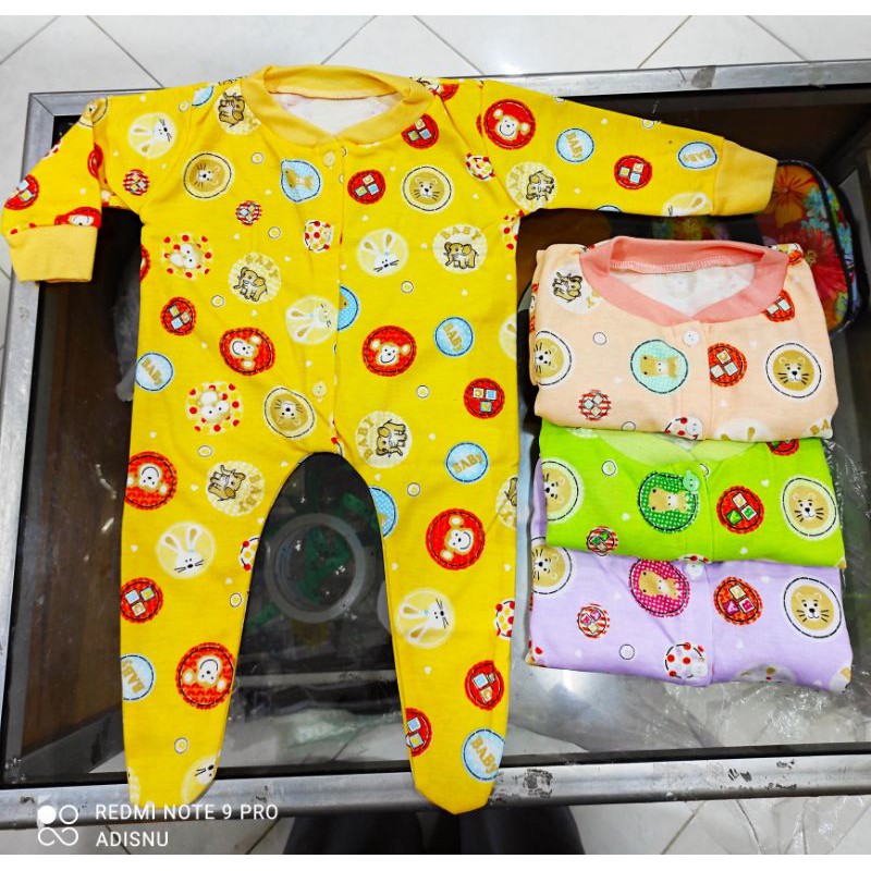 Baju Bayi Sleepsuit Panjang Katun DK Motif Fullprint Newborn Sd 3 Bulan